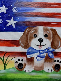 “Patriotic Puppy”~$95, Acrylic on Canvas