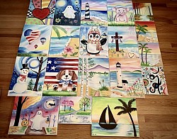 “Paint Night Example Paintings”-created live at events, Acrylic on Canvas, $40 each (50% to Furever Friends Lodge)